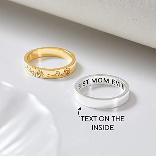 Birth Month Flowers Ring, Family Floral Ring, Gift for Mom,Mother Ring