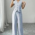 Ladies' Casual Commuting Solid Color Sleeveless Vest And Pants Set