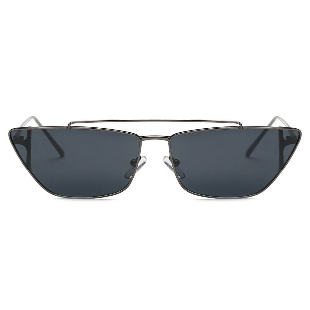 ESTEVAN | Women Metal Retro Flat Lens Rectangular Sunglasses