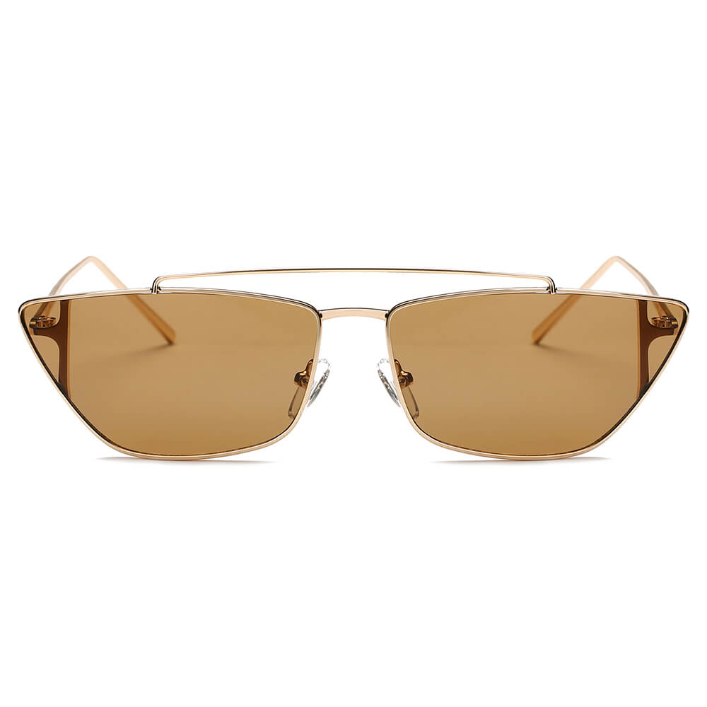 ESTEVAN | Women Metal Retro Flat Lens Rectangular Sunglasses