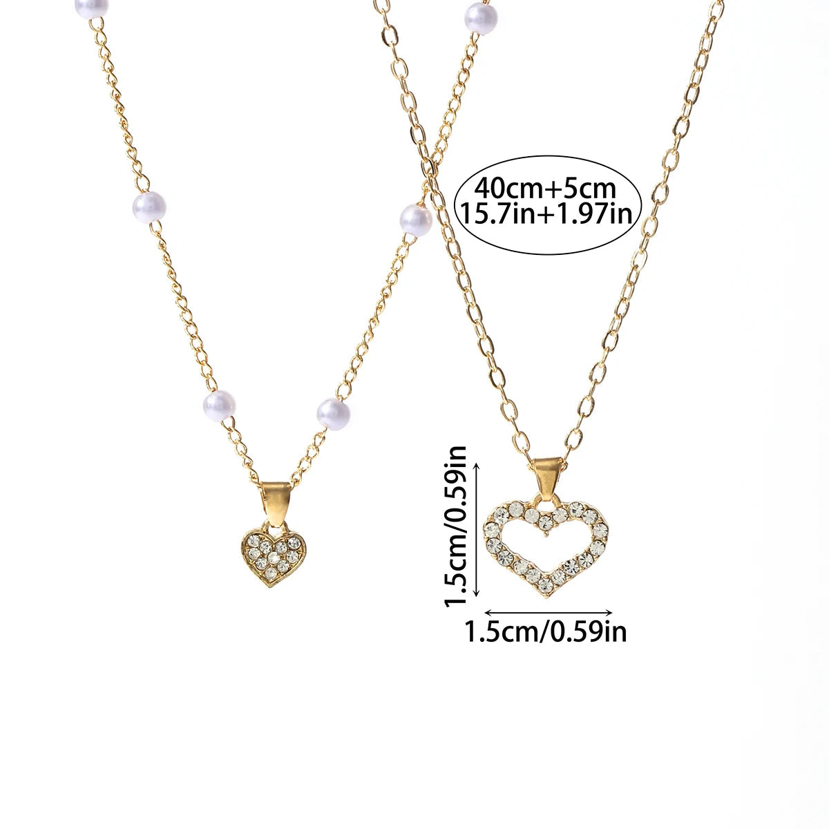 Exquisite Rhinestone Heart Pendant Necklace