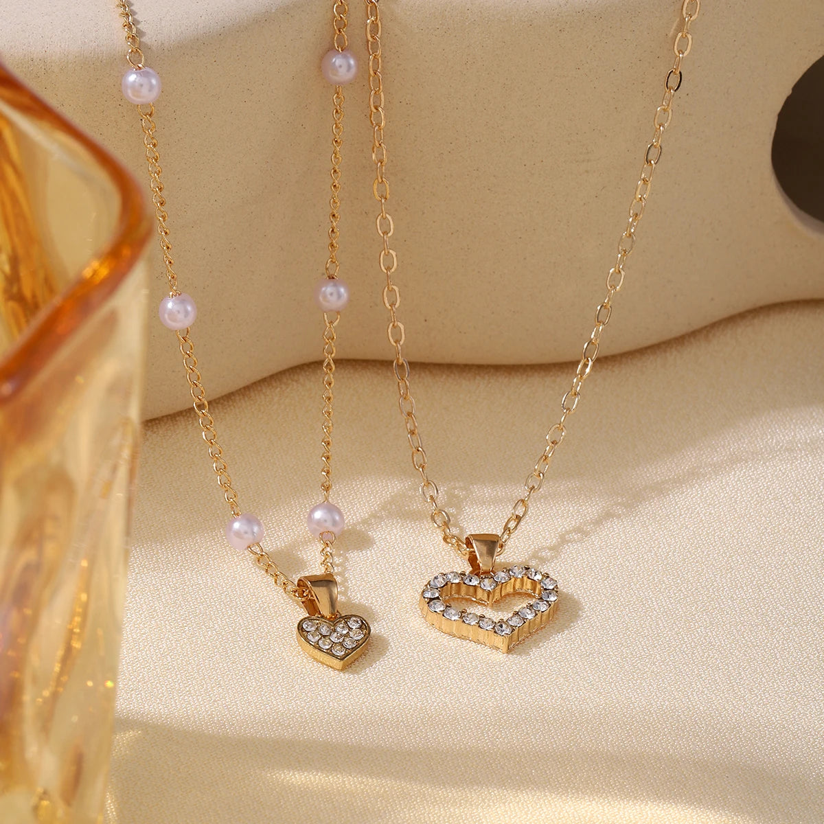 Exquisite Rhinestone Heart Pendant Necklace