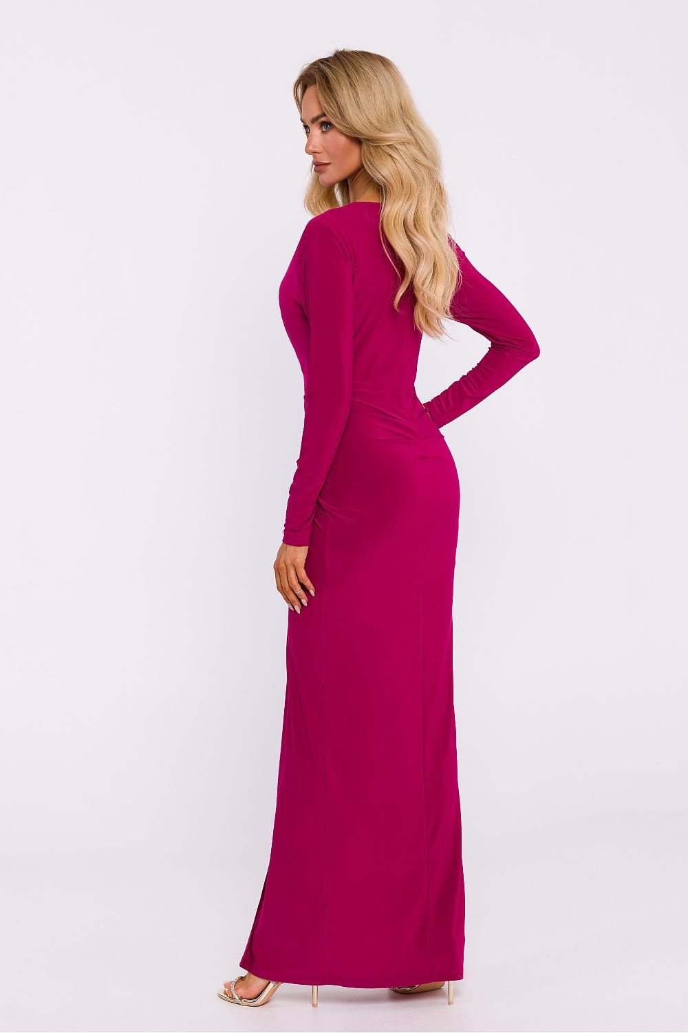 Pink Long Sleeve Knot Front Dress