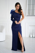 One-Shoulder Fitted : Ruffle Dress
