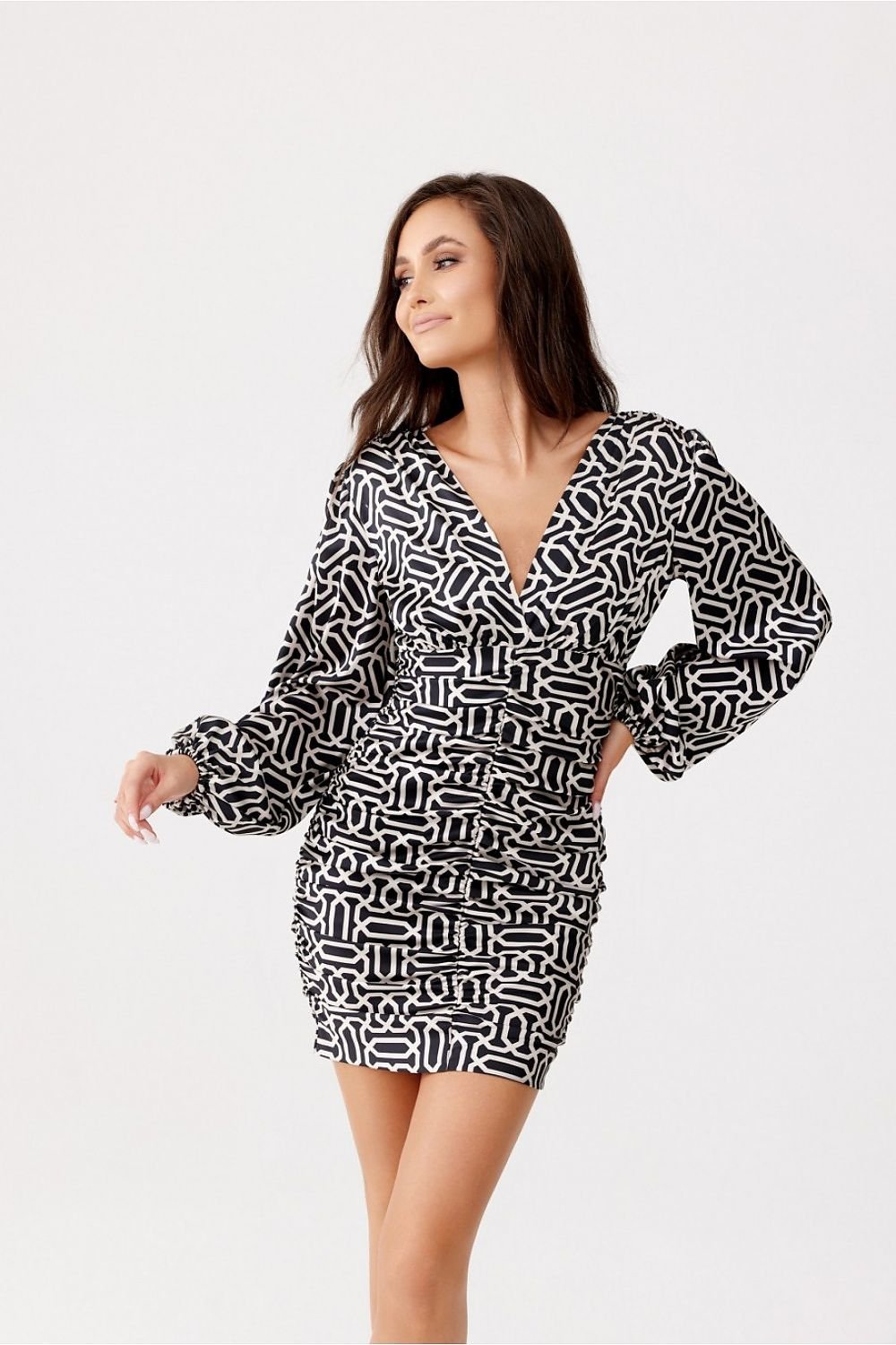 Geometric Fitted Print Mini Dress