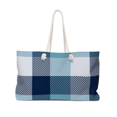 Weekender Tote Bag - Blue/white Plaid